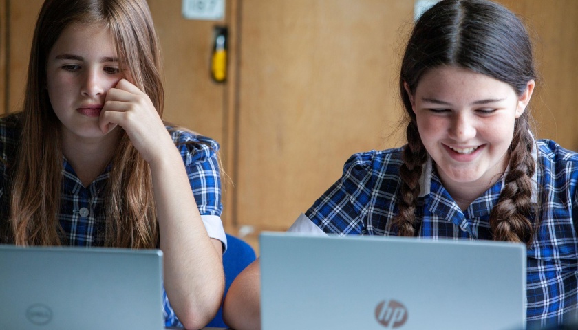 2 students studying web